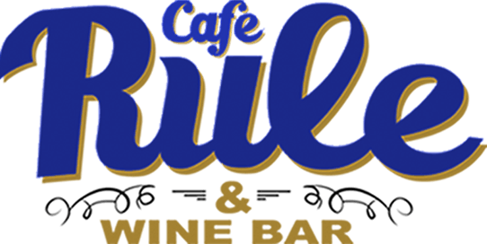 cafe rule wine bar logo blue gold hickory nc