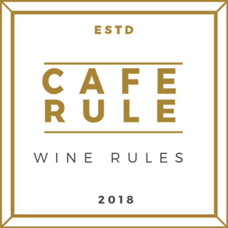 cafe rule wine rules estd gold frame logo graphic
