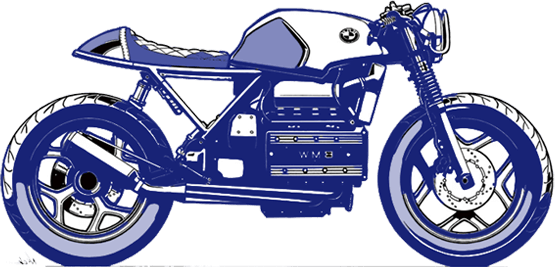 vintage motorcycle side view blue graphic